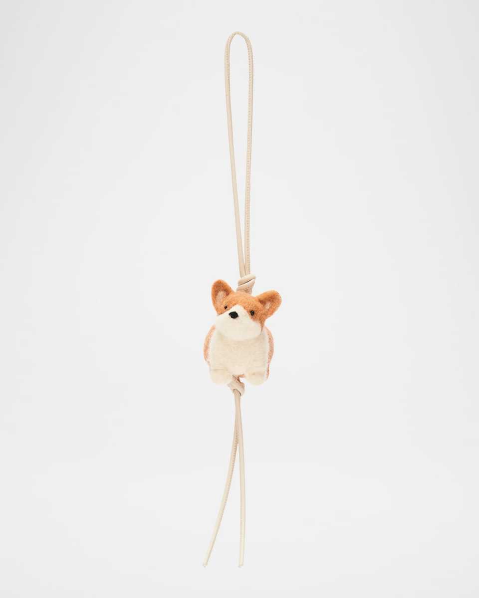 Corgi Charm in Leather and Wool